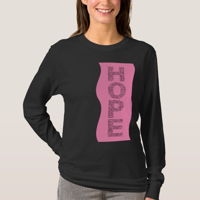 Anden av hopp (svart text på rosor) t shirt (Framsida)