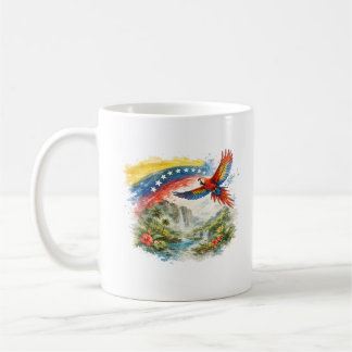 Anden av Venezuela – Tropisk ara & flaggvattenfärg Kaffemugg