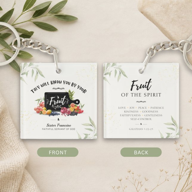 Andens frukt Kristet Personligt (Faith-inspired Fruit of the Spirit Keychain)