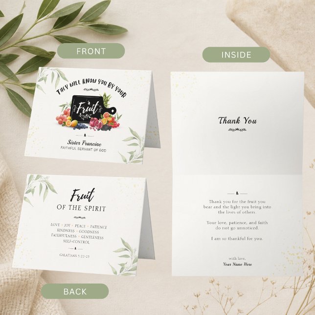 Andens frukt Kristet Personligt Tack Kort (Faith based thank you card)