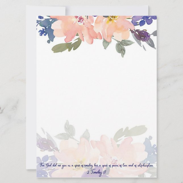 Andens kraft rosa akvarell blommig   kort (Framsida)