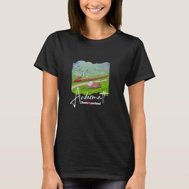 Andermatt Schweiz Hiking Andermatt T Shirt (Framsida)