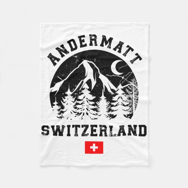 Andermatt Schweiz Ski Resort Alpernas Alpine Skiin Fleecefilt (Framsidan)