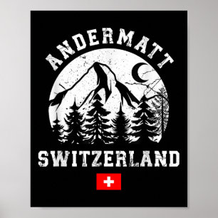 Andermatt Schweiz Ski Resort Alpernas Alpine Skiin Poster