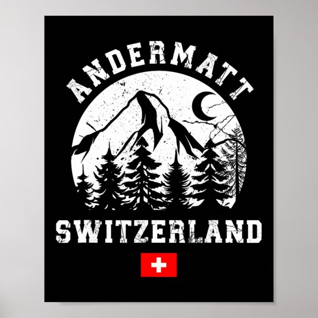 Andermatt Schweiz Ski Resort Alpernas Alpine Skiin Poster (Framsidan)