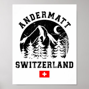 Andermatt Schweiz Ski Resort Alpernas Alpine Skiin Poster