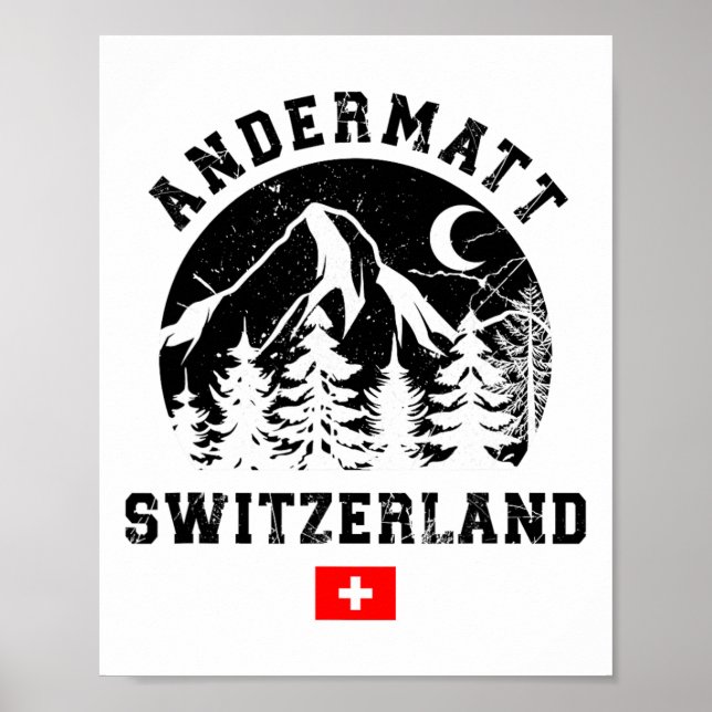 Andermatt Schweiz Ski Resort Alpernas Alpine Skiin Poster (Framsidan)