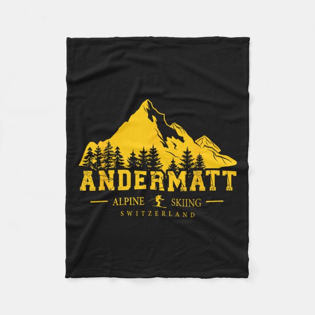 Andermatt Schweiz Ski Resort Alpine Skiing Swi Fleecefilt (Framsidan)