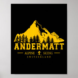 Andermatt Schweiz Ski Resort Alpine Skiing Swi Poster