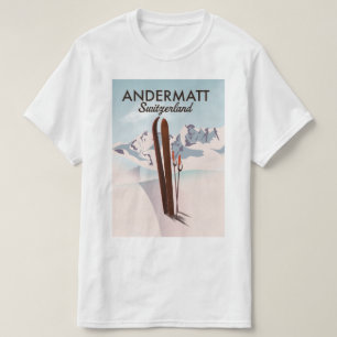 Andermatt Schweiz skidor poster reseutskrift. T Shirt