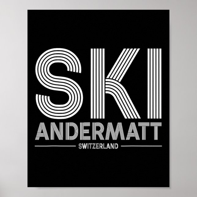 Andermatt Ski Resort Swiss Alpernas Skiing Schweiz Poster (Framsidan)