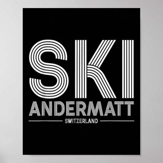 Andermatt Ski Resort Swiss Alpernas Skiing Schweiz Poster (Framsidan)