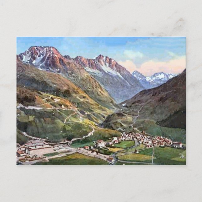 Andermatt, St Gotthard 1924 Vykort (Framsida)