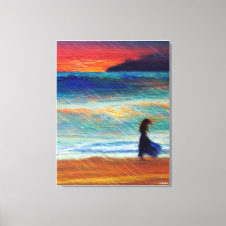 Anders Artistry* Solitary Woman Walking the Beach Canvastryck