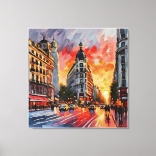 Anders Artistry* Sunset på Grand Via. Madrid,Spani Canvastryck
