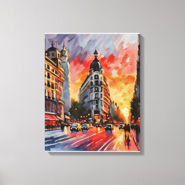 Anders Artistry* Sunset på Grand Via. Madrid,Spani Canvastryck (Framsida)