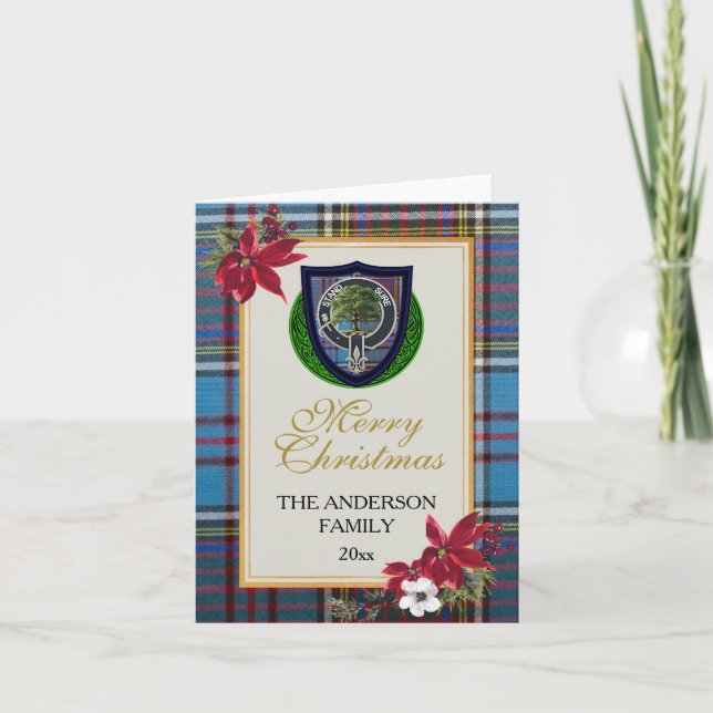 Anderson Scottish Clan Tartan & Crest Kort (Framsida)
