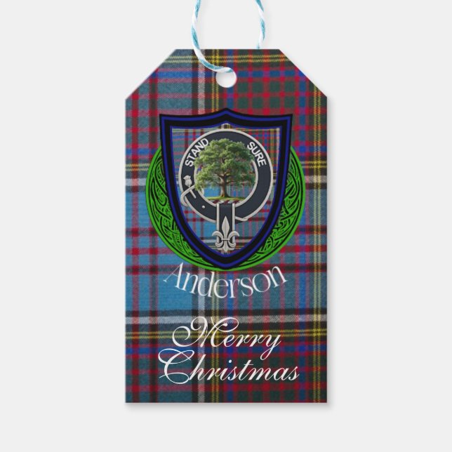Anderson skotska klan tartan & vapen presentetikett (Framsidan)