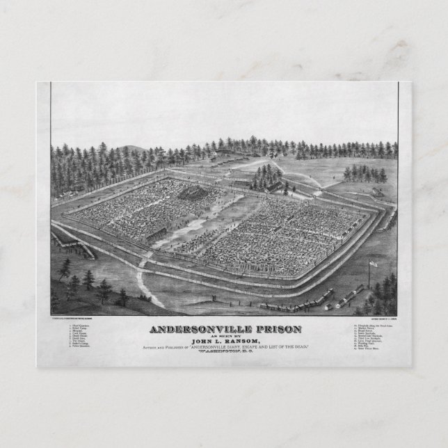 Andersonville-fängelset av John L Ransom Vykort (Framsida)