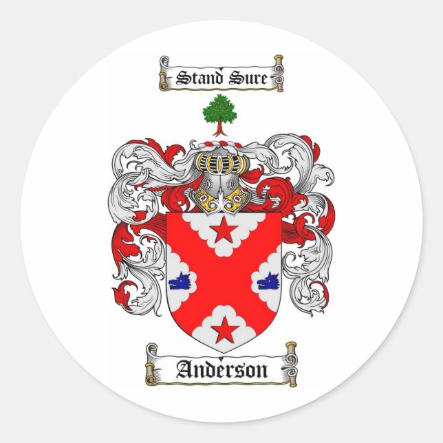 ANDERSSON FAMILY CREST - ANDERSSON JACKAR ARM RUNT KLISTERMÄRKE (Framsida)