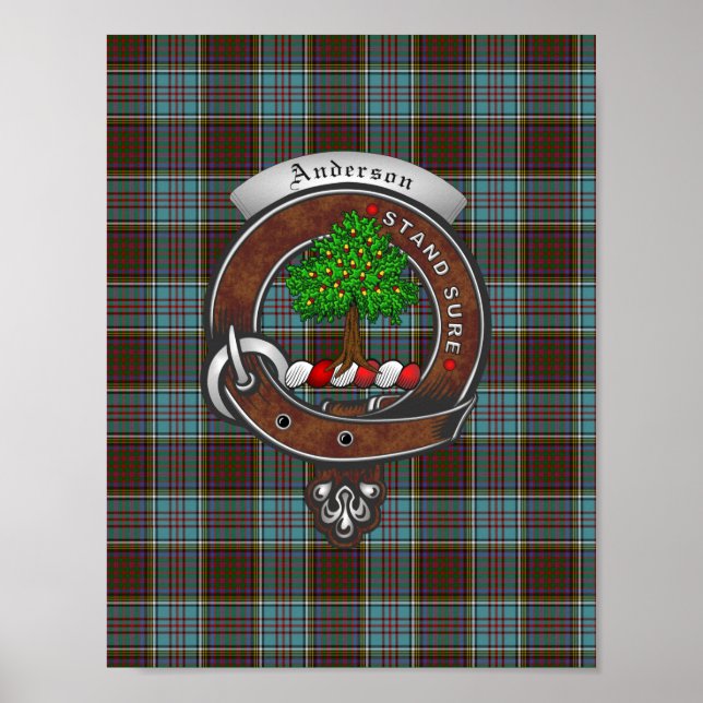 Andersson Klan Badge & Tartan 8,5 x 11 Poster (Framsidan)