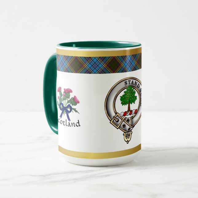 Andersson Klan Badge Tartan & Motto Mugg (Framsida vänster)