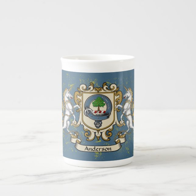 Andersson Klan Badge w/Unicorn Bone China Mugg Benporslin Mugg (Framsidan)