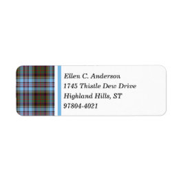 Andersson Klan Light Blue Scottish Tartan Returadress Etikett
