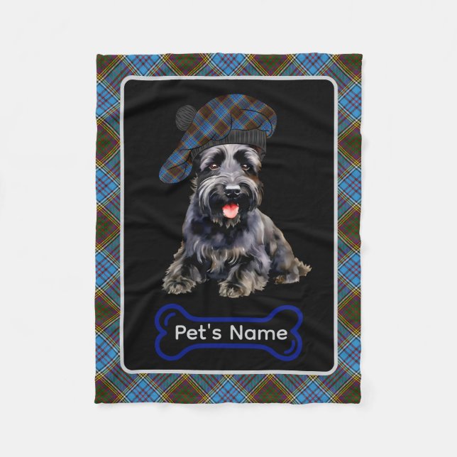Andersson Scottie Hund Tartan Personlig Fleecefilt (Framsidan)