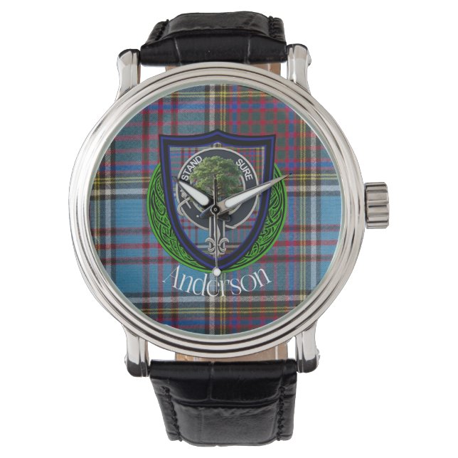 Andersson Scottish Klan Tartan och Vapensköld Armbandsur (Framsida)