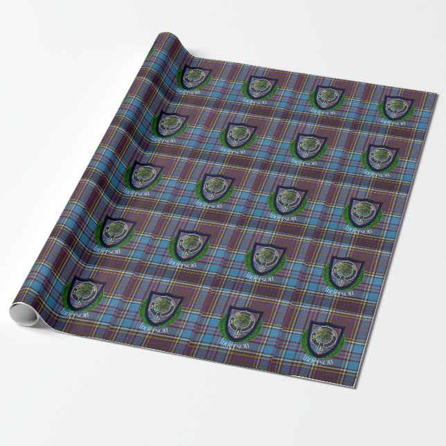 Andersson Scottish Klan Tartan och Vapensköld Presentpapper (Utrullad)