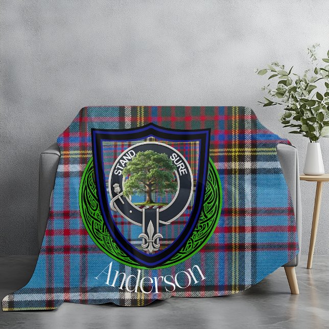 Andersson Scottish Klan Tartan & Vapensköld Fleecefilt (Skapare uppladdad)