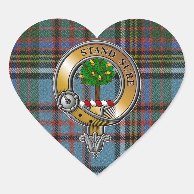 Andersson Tartan & Badge Hjärtformat Klistermärke (Framsida)