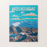 Andes Mountains South America Travel Art Vintage Pussel<br><div class="desc">Andes Mountains i en vektorkonst stil. Anderna,  som går längs Sydamerikas westerna sida,  är ett av världens längsta bergsområden</div>