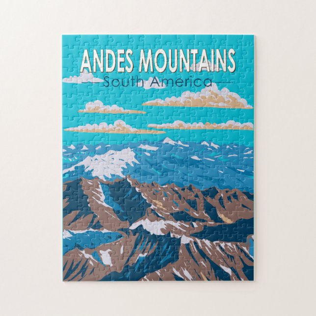Andes Mountains South America Travel Art Vintage Pussel (Vertikal)