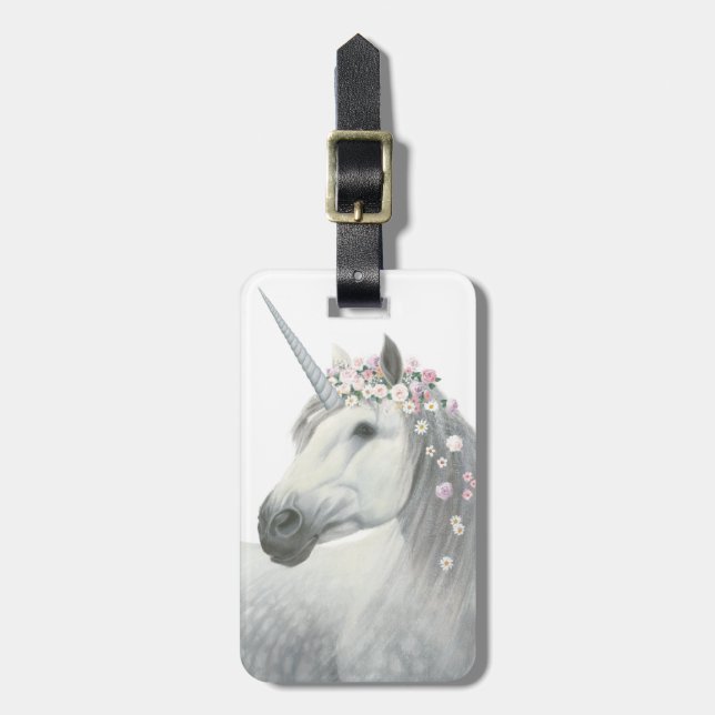 AndeUnicorn med blommor i Mane Bagagebricka (Vertikal Framsida)