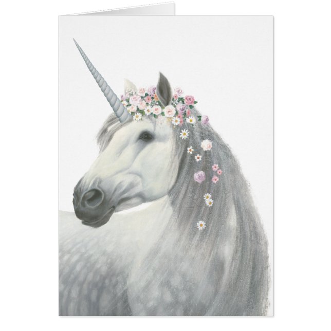 AndeUnicorn med blommor i Mane Hälsningskort (Framsidan)