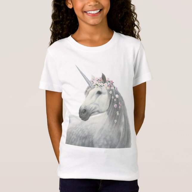 AndeUnicorn med blommor i Mane Tee (Framsida)