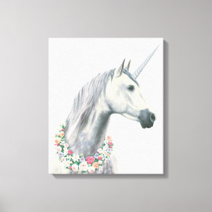 AndeUnicorn med blommor runt om nacke Canvastryck