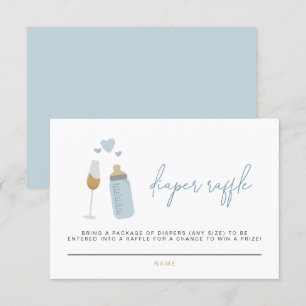 ANDI Blue Poppin'Flaskor Diaper Raffle Card Inbjudningar