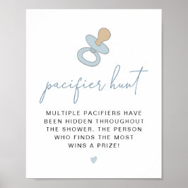 ANDI Dusty Blue Nappar Hunt Baby Shower Game Poster