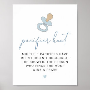 ANDI Dusty Blue Nappar Hunt Baby Shower Game Poster