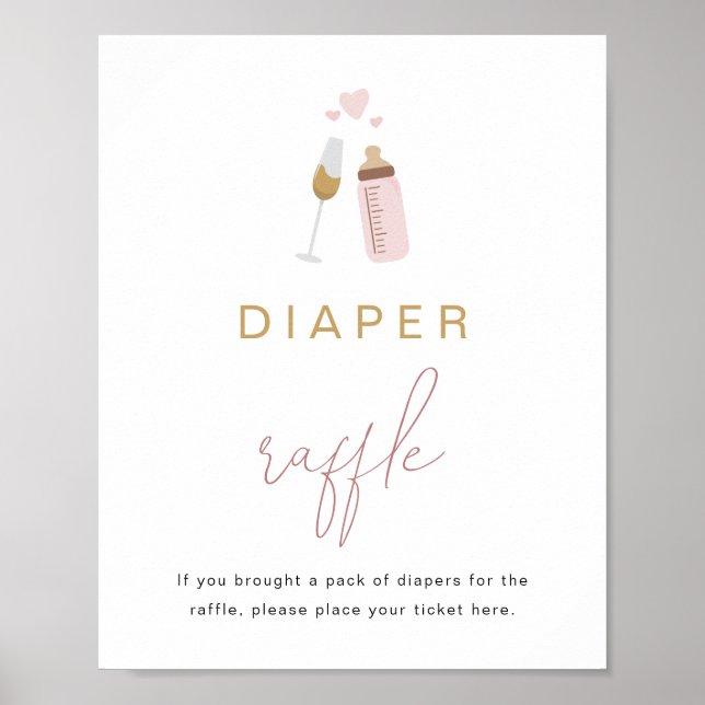ANDI Rosa Poppin' Flaskor Baby Diaper Raffle Game Poster (Framsidan)