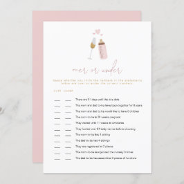 ANDI Rosa Poppin'Flaskor over or under Baby Game Inbjudningar