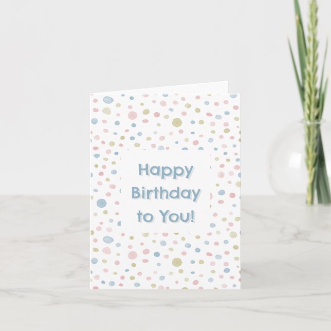 Andie Confetti Watercolor Dots Birthday Card Kort (Framsida)