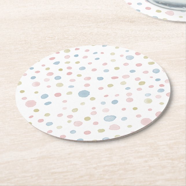 Andie Confetti Watercolor Dots Papper Underlägg Rund (Vinklad)