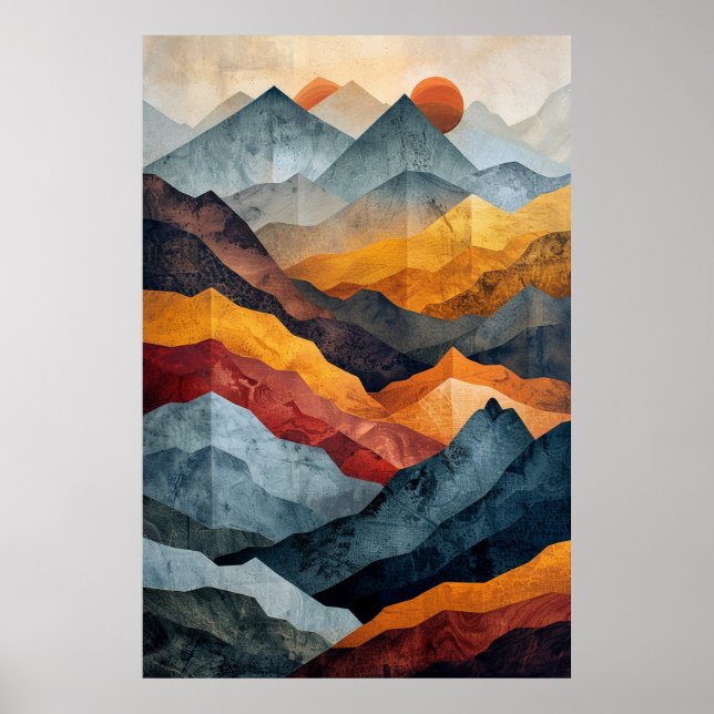 Andinska bergen: Geometrisk konst av Abstrakt Poster (Framsidan)