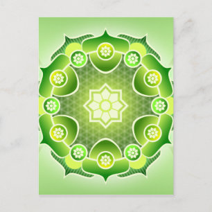 Andlig Abstrakt Grönt Mandala Heart Chakra Vykort