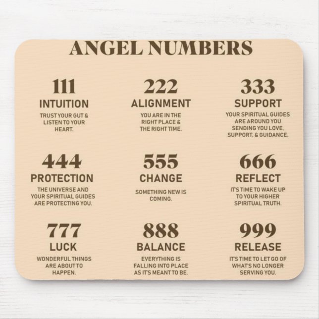 Andlig Angel Numbers Musmatta (Framsidan)