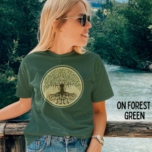 Andlig Banyan Livets träd Nature Logotyp grönt T Shirt
